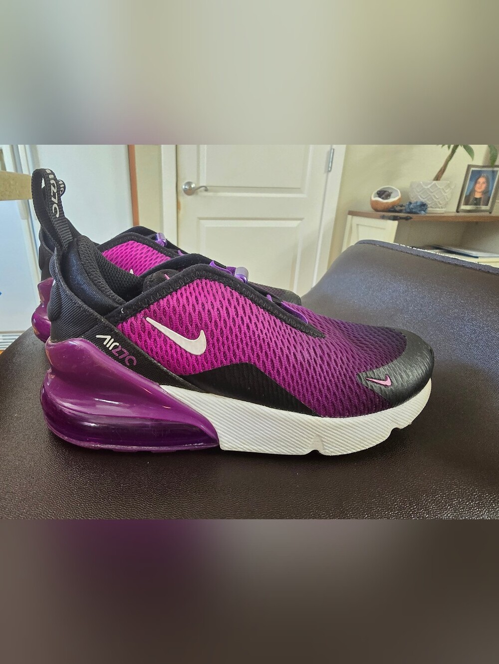 Nike Air Max 270 Girls US 13C Purple Black Sneakers